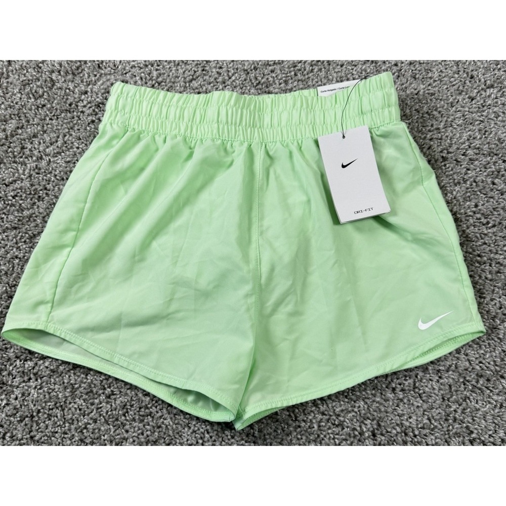 NEW Nike One Girls Dri Fit Loose Athletic Shorts Lined Drawstring‎ Green Large